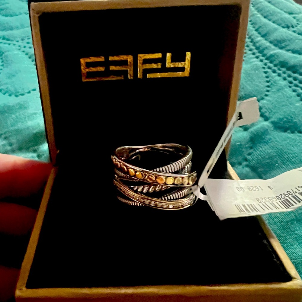 Effy 925 silver ring with gold.